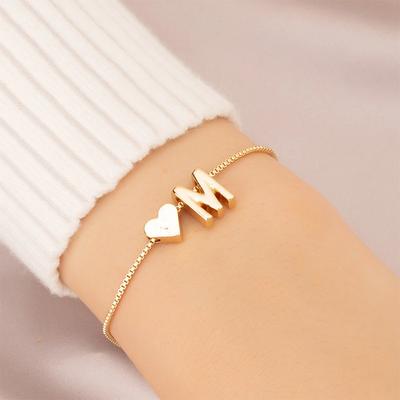 Simple Fashion Love Letter Bracelet Retro Adjustable Alloy Letter Bracelet Women Hand Zircon Accessory