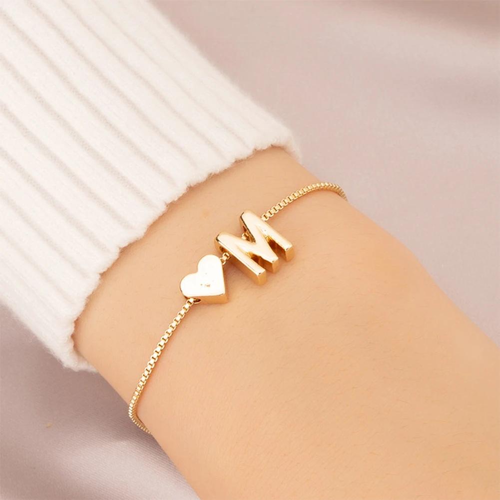 Simple Fashion Love Letter Bracelet Retro Adjustable Alloy Letter Bracelet Women Hand Jewelry Accessory