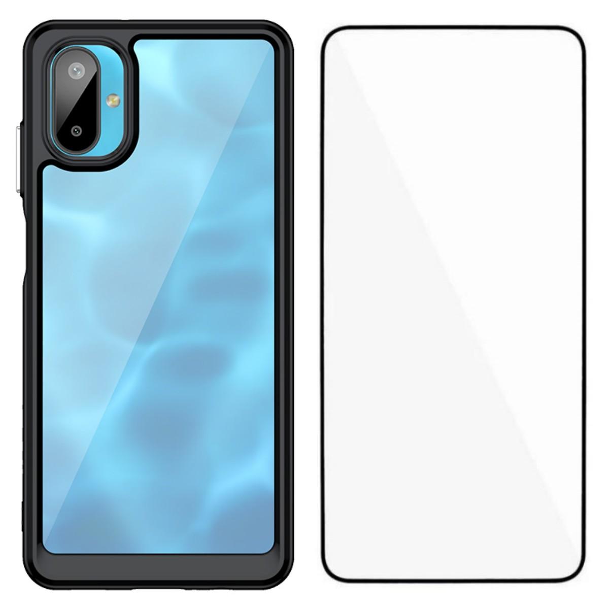 

Для Samsung Galaxy F06 5G Чехол для телефона WANLONFENG Серия XC ТПУ Акриловая крышка с закаленным стеклом (Большое отверстие для линзы) Black