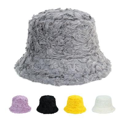 Winter weiche Wolle Lammwolle Topfhut einfarbig helles Brett Lammwolle Fischerhut lockige Wolle Ohrenschutz warmer Hut