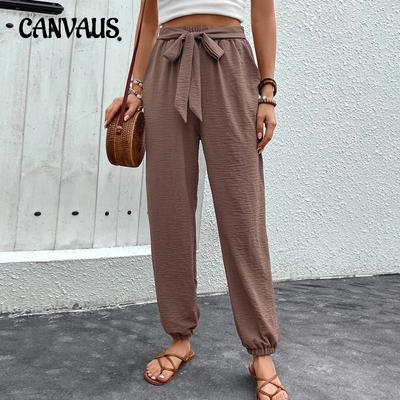 Women's Pant Lace-Up Trousers Summer High Waist Casual Drawstring Pants