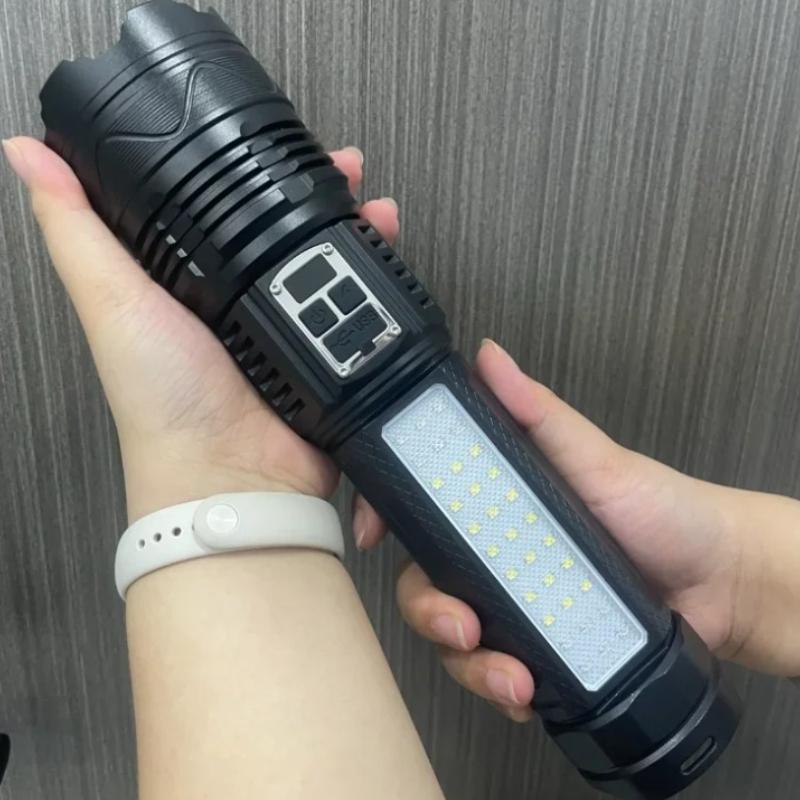 Powerful 5400mah LED Flashlight 3*18650 Battery Zoomable White Laser Torch Type-C Charging Outdoor Camping Tactical Lantern