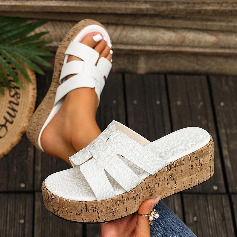 Modemarken-Design Klobige Plateausandalen Damen 2025 Sommer Dicke Sohle Keilabsatz Hausschuhe Frau Mode Rutschfest Strand Sandalen Damen