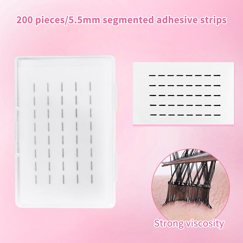 144/200Pcs False Eyelashes Glue Strips, Black Glue-Free Jelly Self-Adhesive Eyelashes Strips, False Eyelashes Makeup Tools