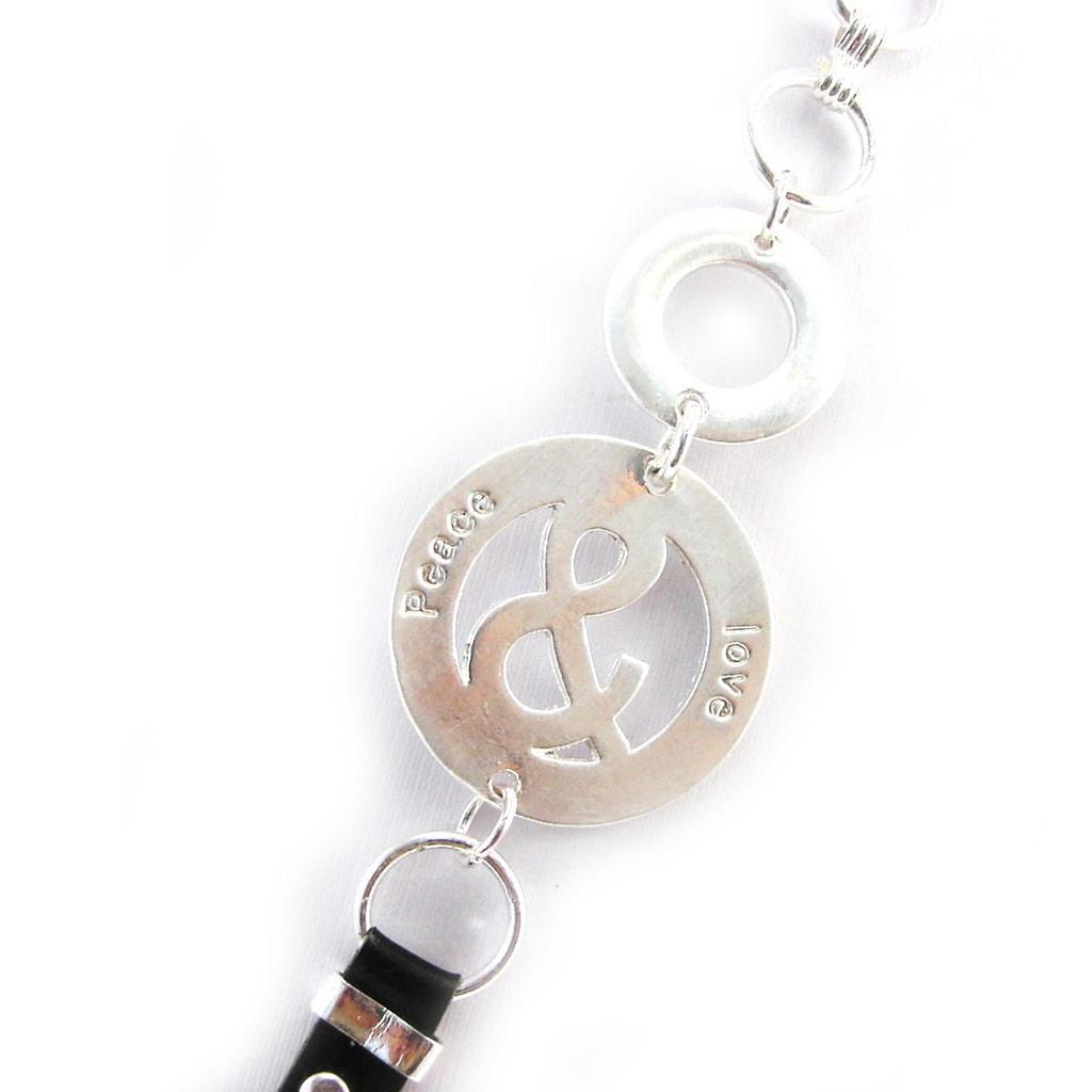 NOA [G5889] - Silver Purple 'Peace' Designer Necklace
