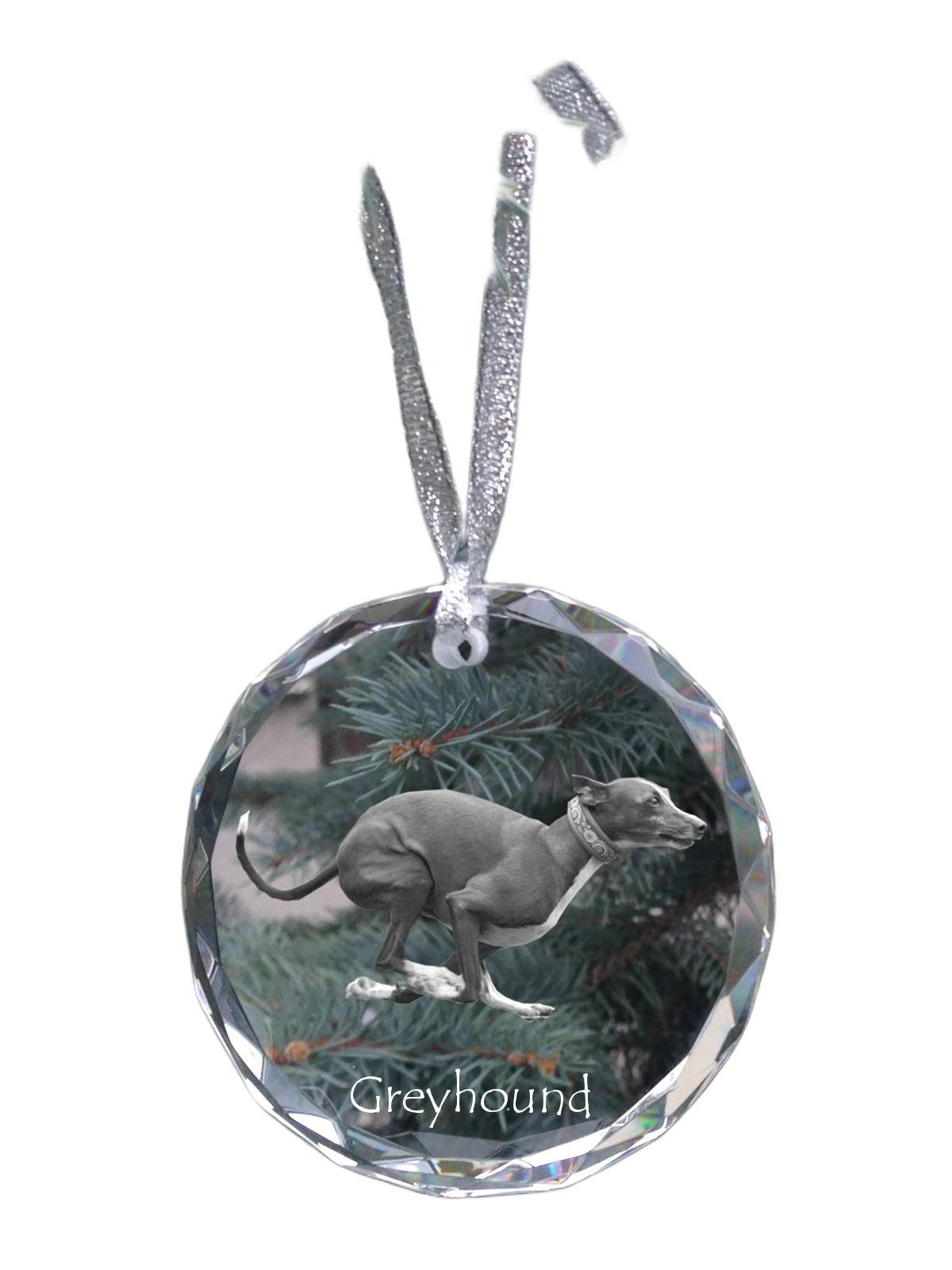 

Greyhound, English Greyhound - crystal bauble with a photo, dog photo in crystal, personalized Christmas tree ornament by Art-Dog brand