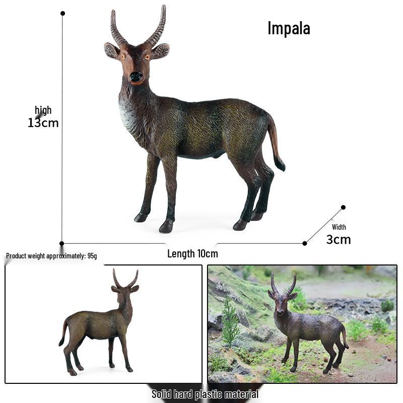 Wild Safari Animal Figurines: Giraffe, Elephant, Rhinoceros, Brown Bear, Tiger, Lion, Leopard, Hippopotamus - Solid Cognitive Toys