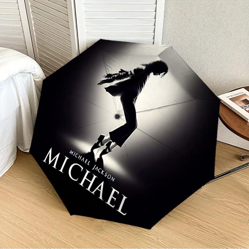 1pc Michael Jackson Automatic Folding Umbrella, Portable Collapsible Design, Casual Outdoor Accessory L1202022
