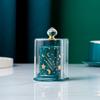 Ceramic Toothpick Holder Glass Cover Toothpick Jar Cotton Swab Box Toothpick Dispenser Cotton Swab Holder Cotton Swab Dispenser
