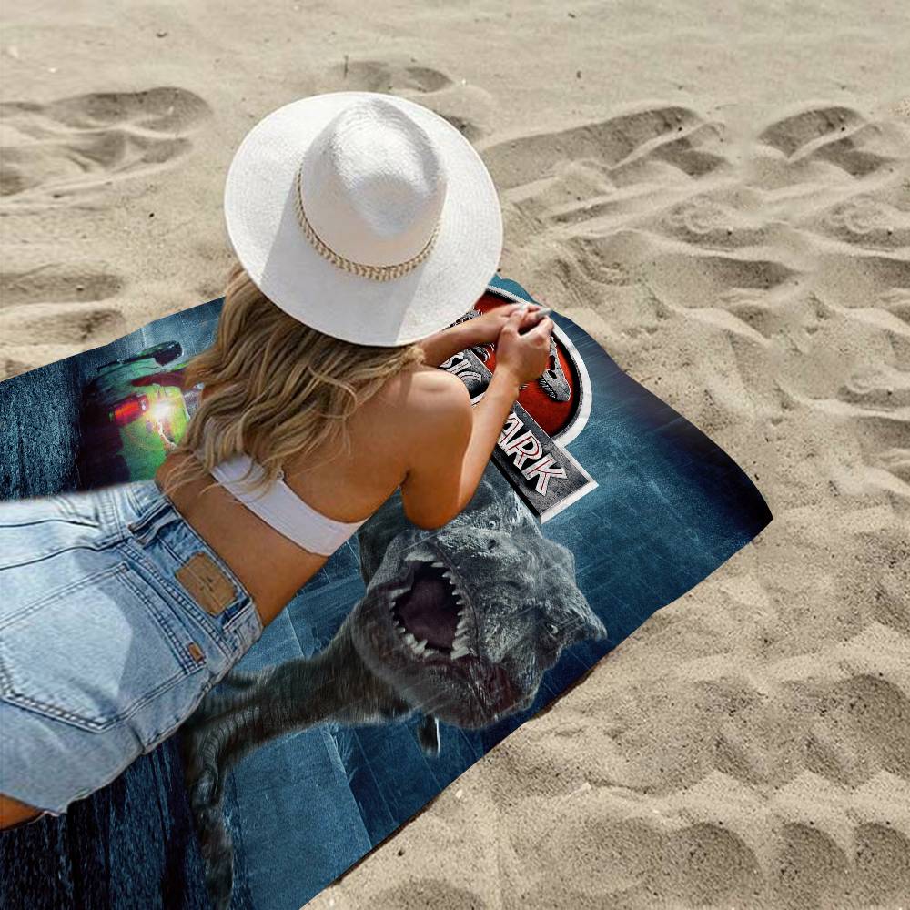 Dinosa Jurassic Park Microfiber Printed Beach Towel Mountain Climbing Yoga Beach Swimming Running Absorbent Soft Towel