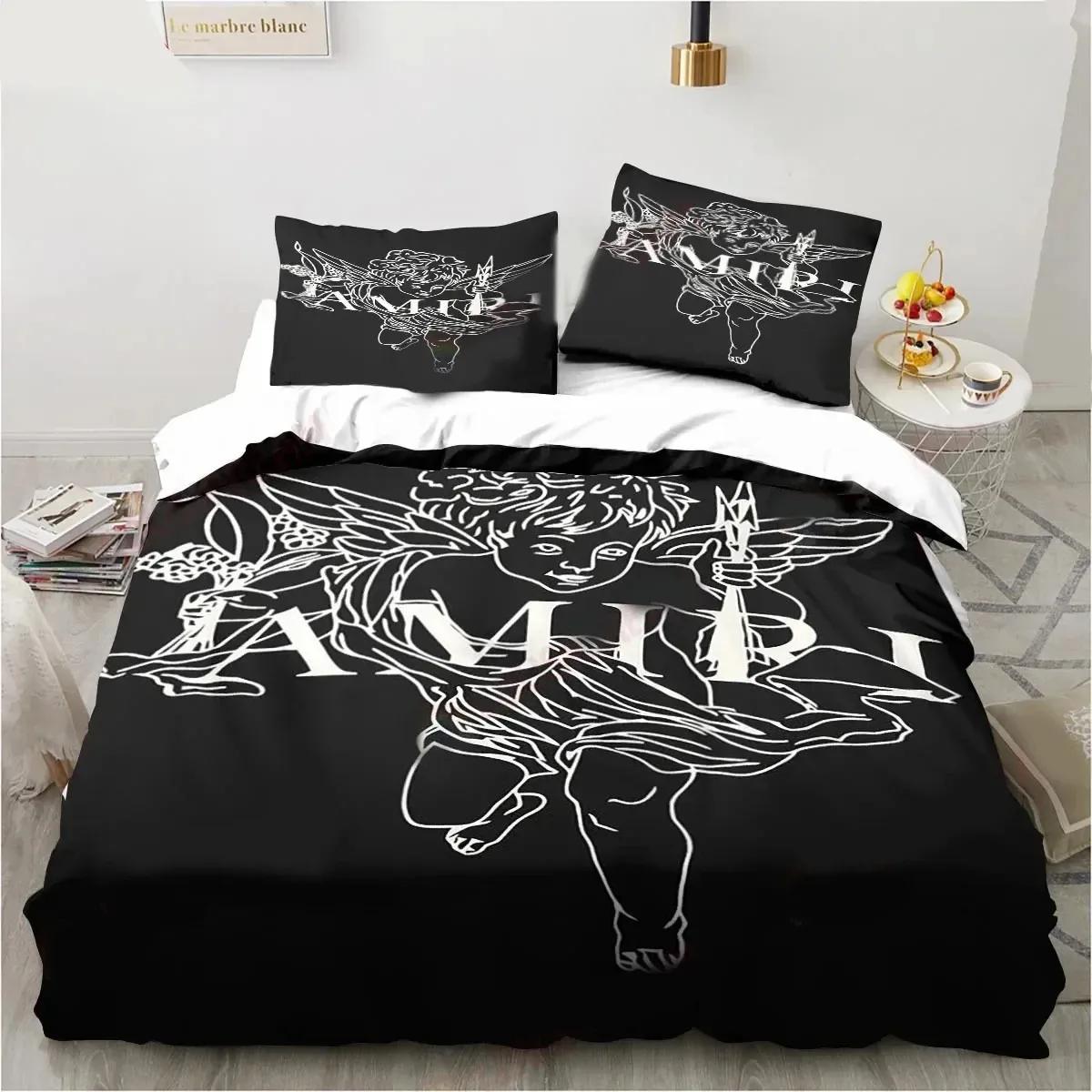 

New Logo Amiris Graffiti Bedding Set,Duvet Cover Comforter Bed Set Quilt Cover Pillowcase,King Queen Twin Size Boys Girls Adults 135x200cm