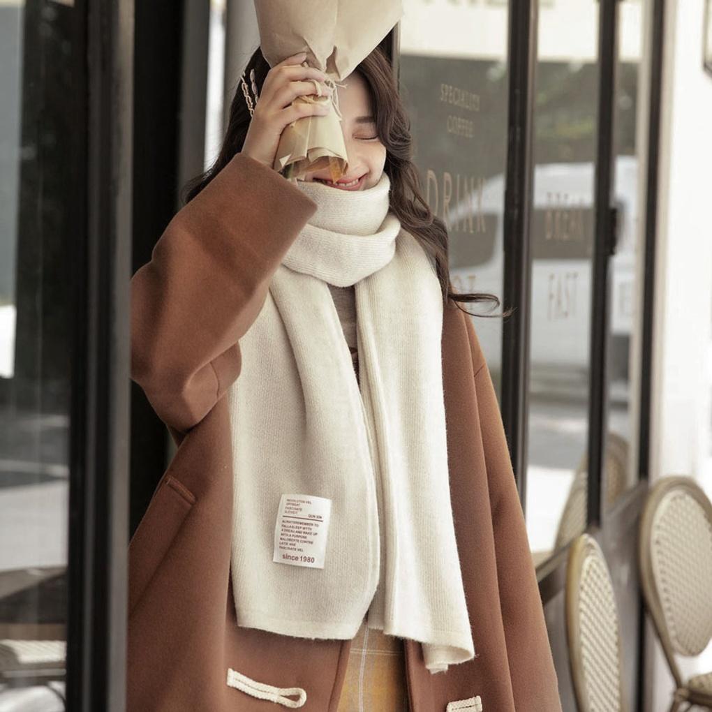 Knitted Scarf, Unisex Couple Winter Muffler, Ivory