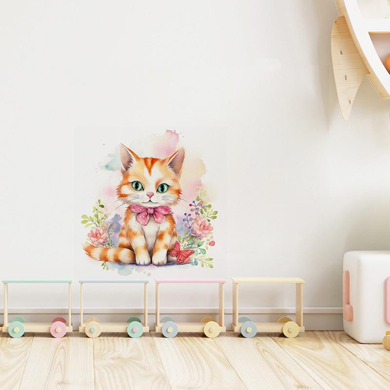 T784#Kitten Cat Wall Sticker Kids Room Background Home Decoration Mural Living Room Wallpaper Funny Decal