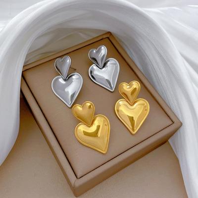Double Love Smooth Surface Minimalist Stud Earrings Cold Men'S And Women'S Earrings Personality Temperament Banquet Earrings