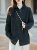 Women's Pure Wool Zipper Knit Cardigan - Long Sleeve, Soft, Warm, Solid Color for Autumn/Winter
