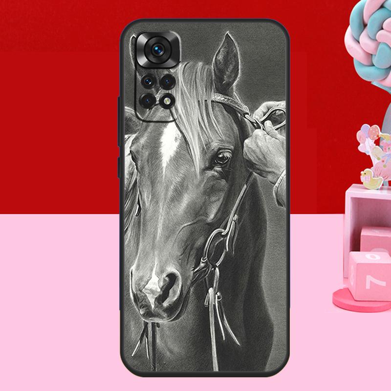 

Чехол-скетч с лошадью для Xiaomi Redmi Note 14 13 12 11 10 15 Pro Plus Redmi 15 C 13C 10C 12C 14C Мягкая обложка Redmi 14C