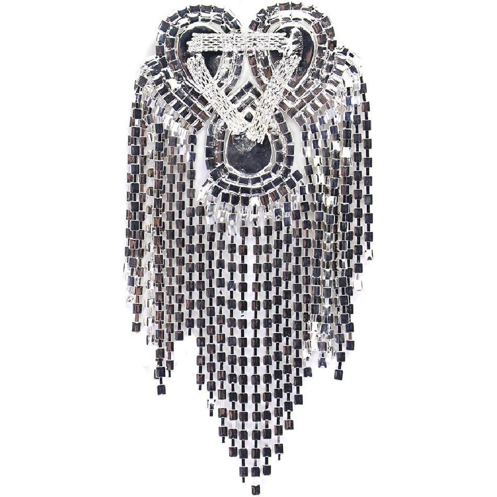 Tassel Chain Shoulder Board Badges Beads Rhinestones Patch Epaulet Epaulette Applique for Military Suit 2 Pieces