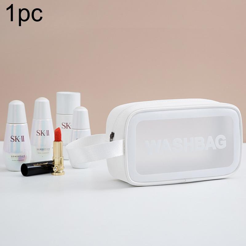 

1pc Makeup Bag Transparent Portable Toiletry Organizer Zipper Closure Lightweight Travel Cosmetic Pouch Travel Cosmetic Bag 1pc білий