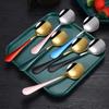 17cm Stainless Steel Round Spoon Cute Dessert Spoon Coffee Children's Golden Silver Spoon Dessert Spoons Kitchen Soup