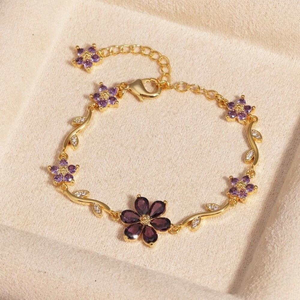 Süßes Y2K Blumen Armband Kristall Verstellbare Kette Armband Schmuck Geschenk Mehrfarbig Damen Armband