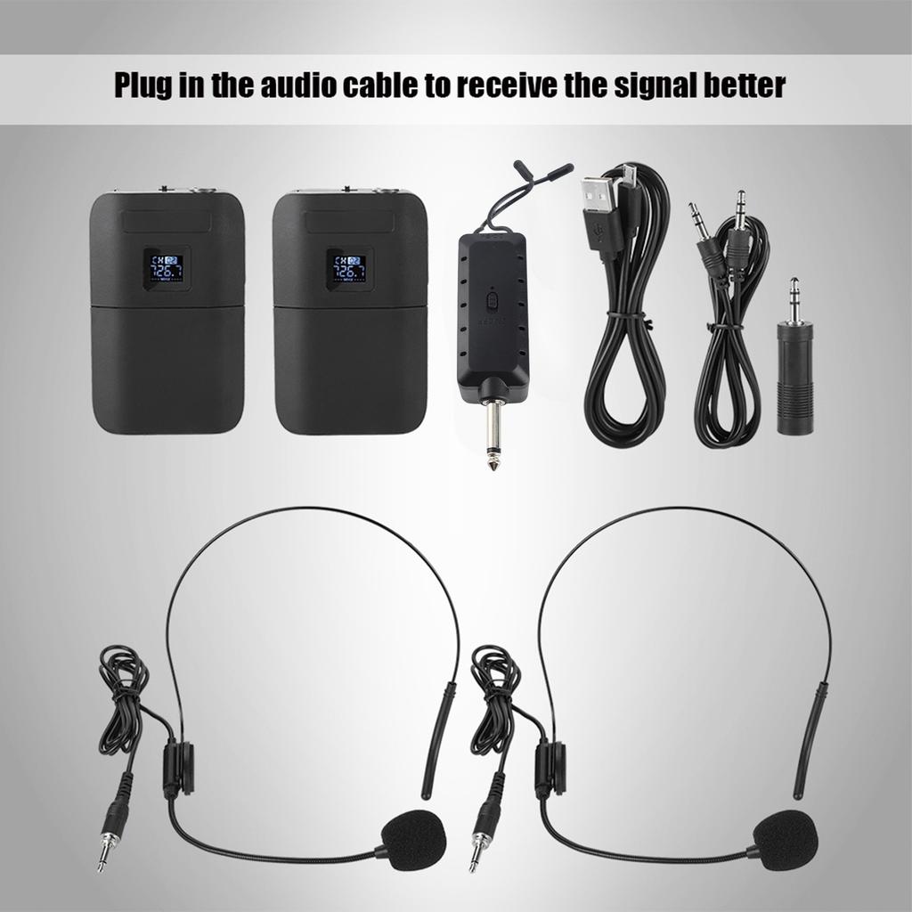 Portable Wireless UHF Mic Headmounted Microphone with Receiver Transmitter