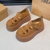 Small man increases height, thick-soled retro women's summer 2025 new big-headed versatile hollow single shoes