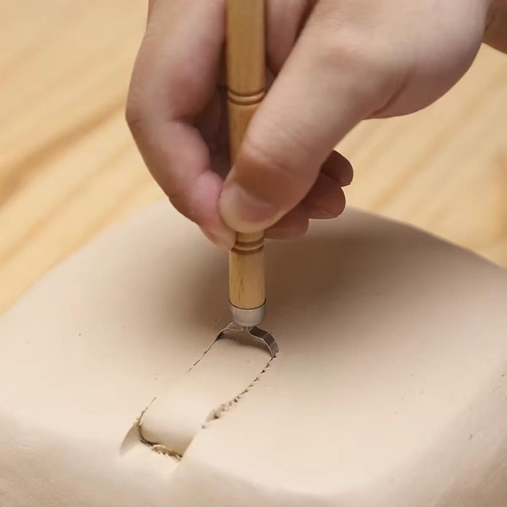 5 Pcs/set Replaceable Pottery Tool Texture Sculpture Diy Craft Pottery Handle Making Tool Scraping Tool Pottery Engraving Tool