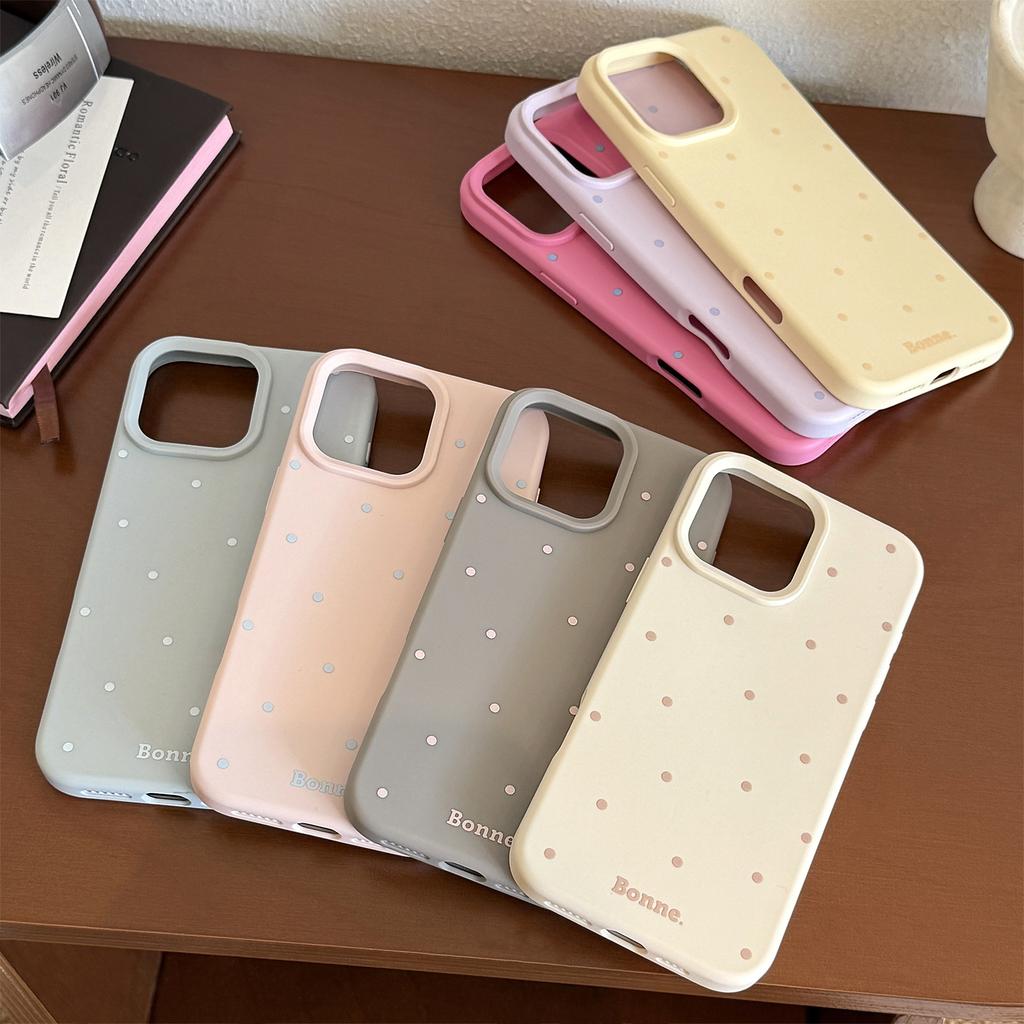 Applicable To IPhone16 Apple Phone Case 17promax Simple Solid Color Polka Dot 1314 Korean 12 Silicone