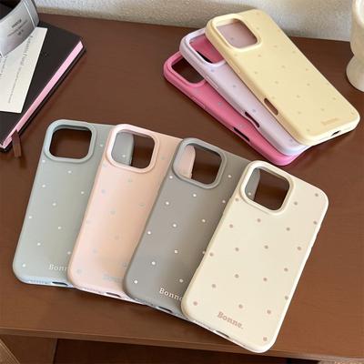 Aplicável ao iPhone16 Capa de Celular Apple 17promax Cor Sólida Simples Bolinhas 1314 Coreana 12 Silicone