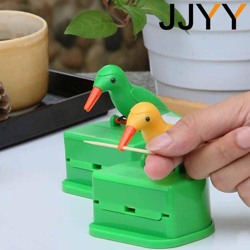 JJYY Detachable Toothpick Storage Box Bird Toothpick Box Dispenser Automatic Push-type Toothpick Holder Table Decoration Holder