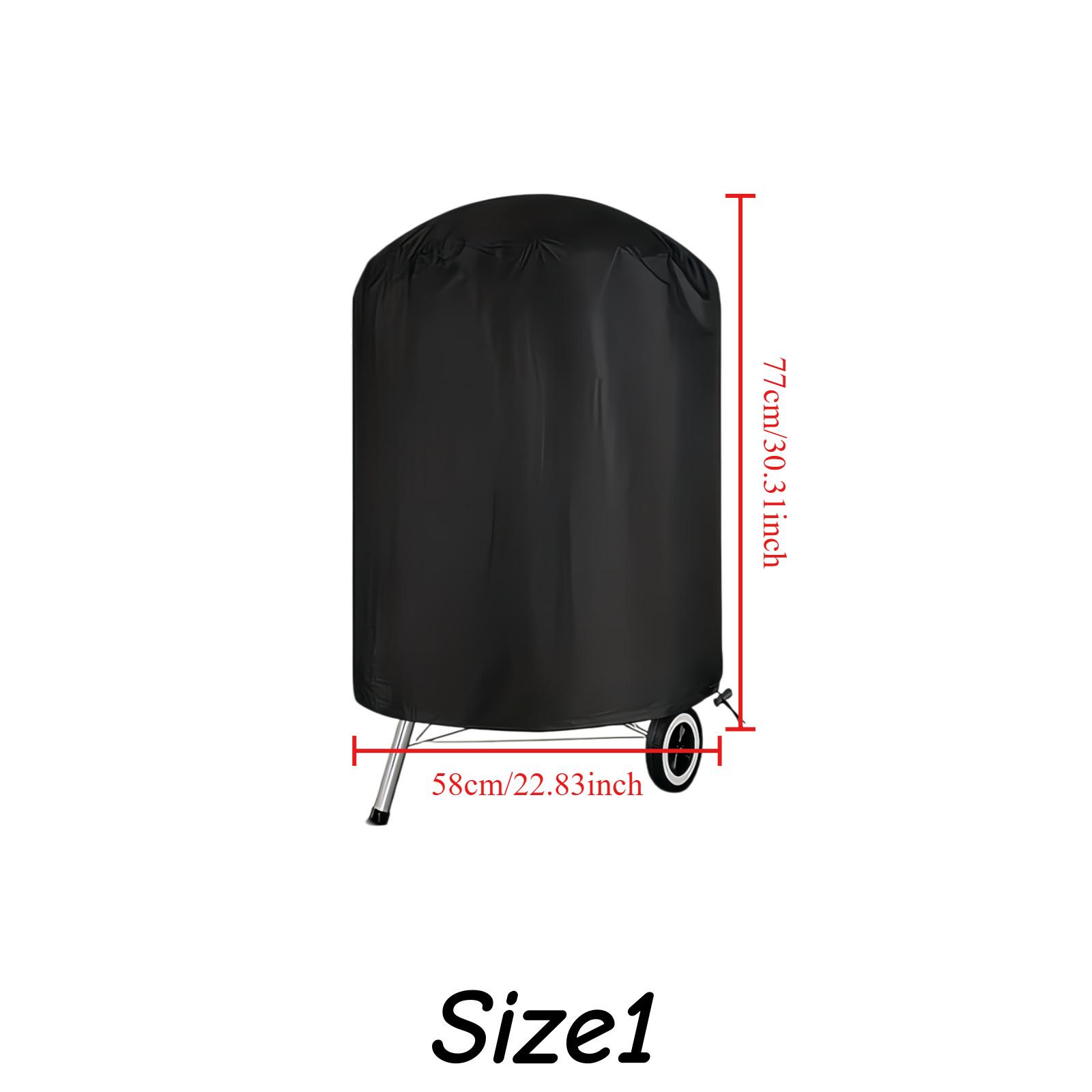 Heavy Duty Waterproof BBQ Grill Cover Outdoor Round Barbecue Charcoal Grills Protective Cover diameter 58cmx H 77cm чёрный