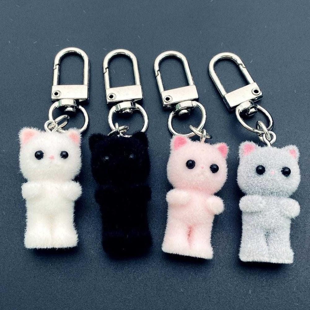 Creative Plush Cat Pendant Ornaments Car Key Ring Cute Cat Keychain  Backpack Accessory