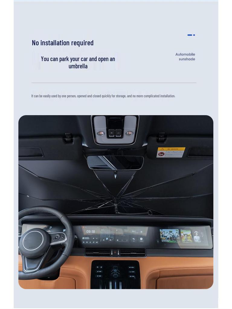 V-Shaped Titanium Gold Car Umbrella with Curved Handle for Front Windshield