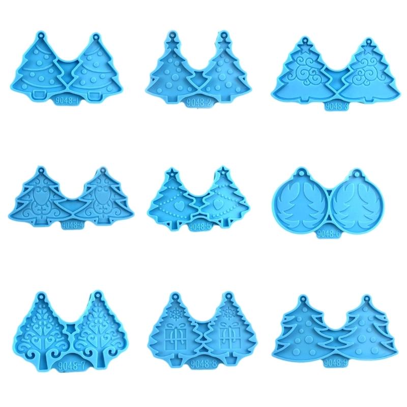 

9 шт. Эпоксидная собранная форма Геометрическая форма Рождественская елка Серьги Подвеска Форма Подвеска для телефона Брелок Силиконовая форма для декора