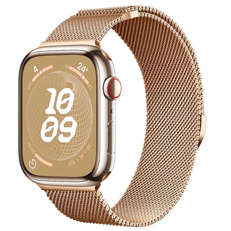 Milanese Strap For Apple Watch 10 9 8 7 41 45mm Ultra2 49mm Men's Women's Metal Breathable Band For iWatch SE 44 40 42 46mm Belt