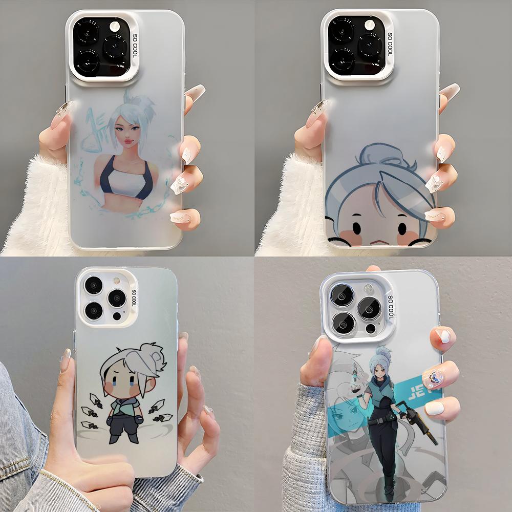 Game V-VALORANT Jett Phone Case Phone Case For iPhone 14 16 15 11 12 13 Pro Max Mini Plus Shockproof Cover