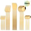 20Pcs Silver Dinnerware Set Stainless Steel Dinner Steak Knife Fruit Fork Spoon Cutlery Set Kitchen Tableware Silverware Set