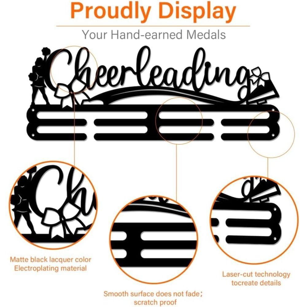 Black Metal Wall Mounted Medal Display Hook Rack for Sports Awards