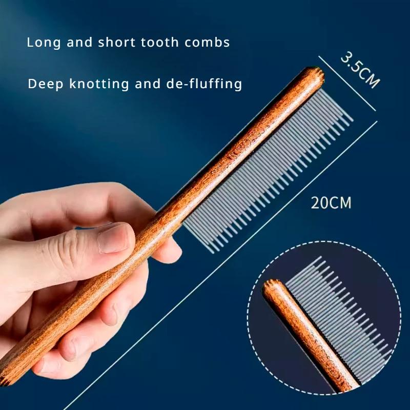 Pet Cats Comb Cats Accessories Stainless Steel Pet Hair Remover Wooden Handle Grooming Solid Dog Brush Cleaning Tools Supplies