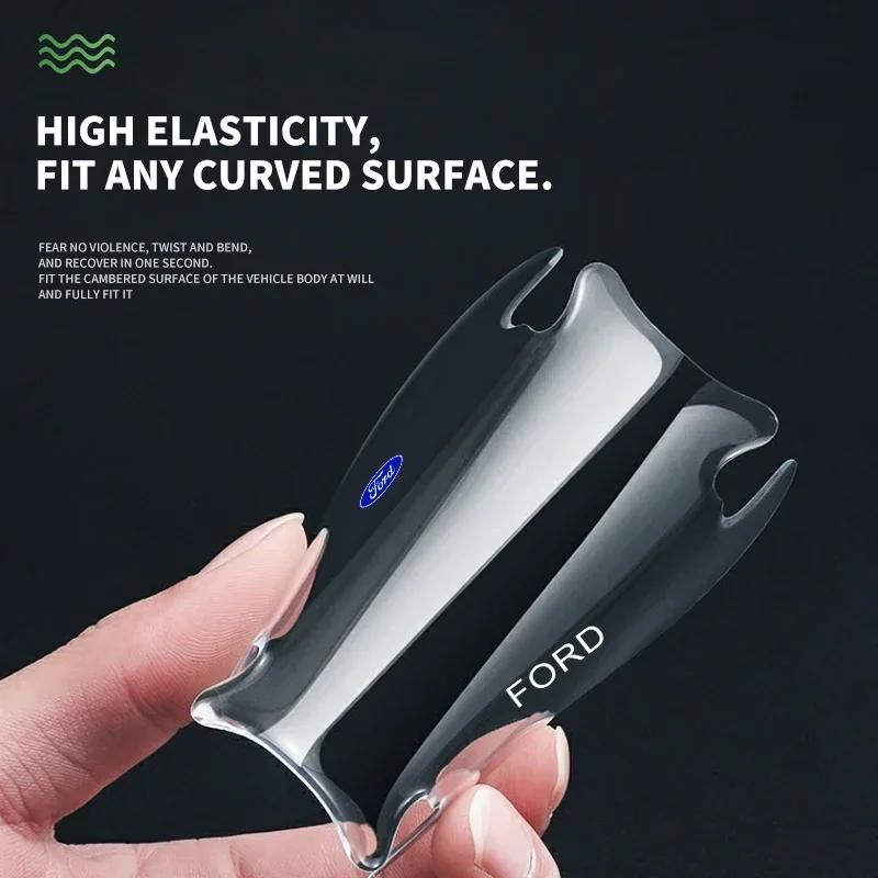 Car Sticker Hot For Ford 4pc Car Door Edge Door Handle Door Corner Protection Film Sticker For Ford Mustang Kuga Fiesta Mondeo E
