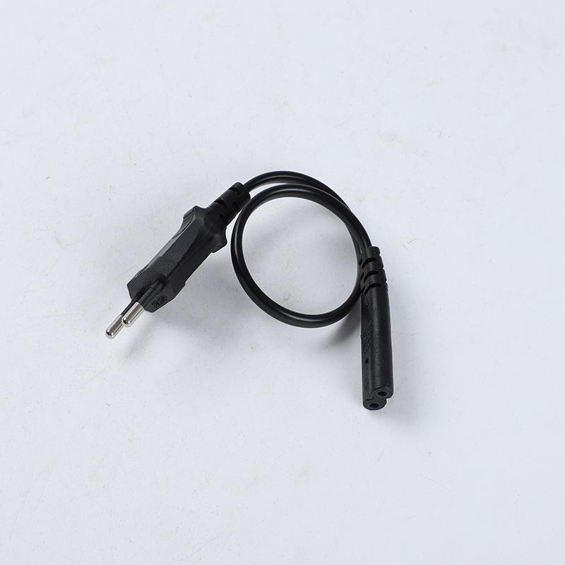 Euro Two-Pin Figure-Eight Power Cord, 2-Core, 0.75mm², AC Plug.