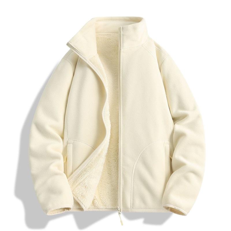 

Женская осенне-зимняя флисовая куртка с воротником-стойкой и утолщенным флисом для тепла, двусторонняя XXXL белый