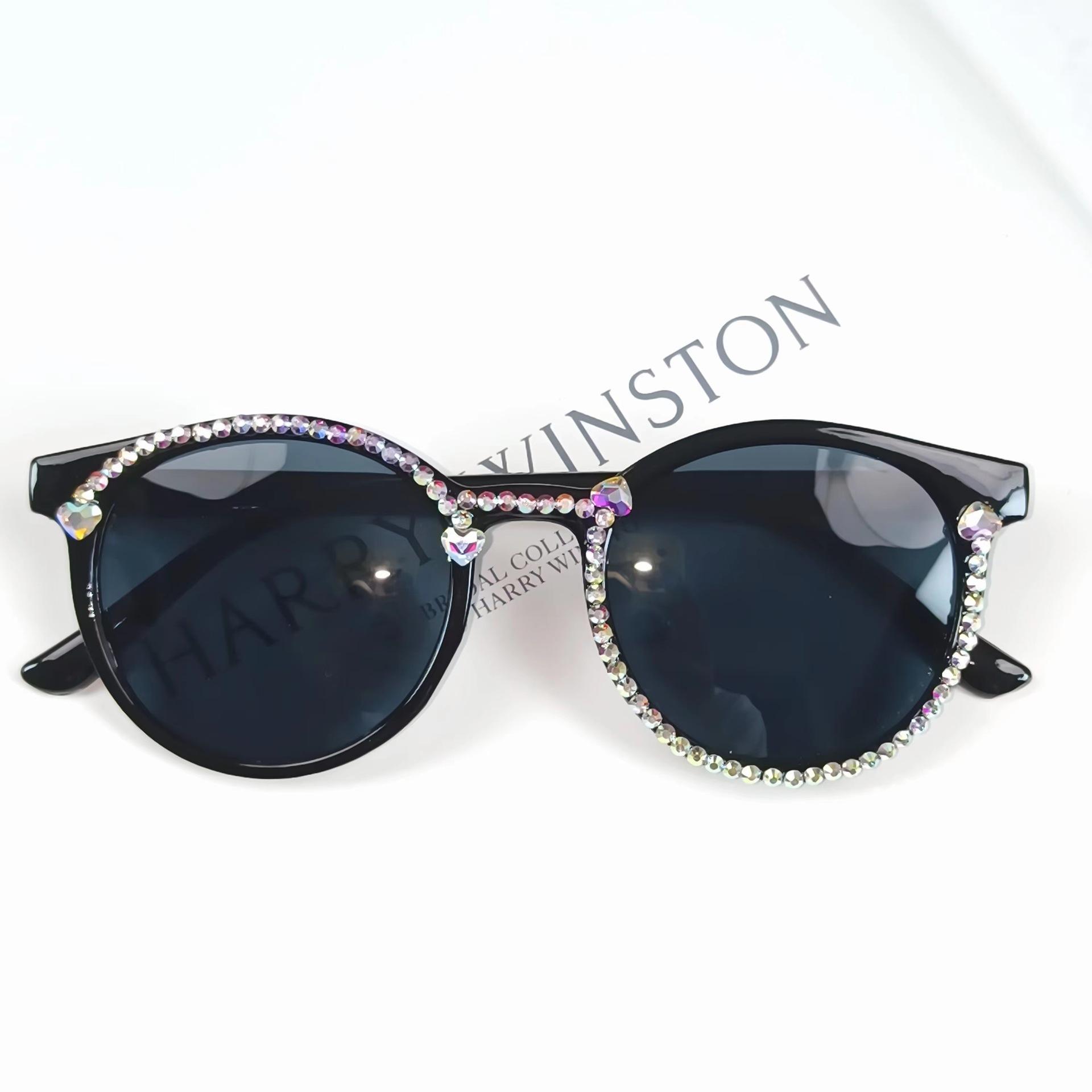 Niche Diamond-Encrusted Sunglasses Asymmetrical Personalized Design Sunglasses Summer Sunscreen Glasses Oval Frame Sunglasses Batch