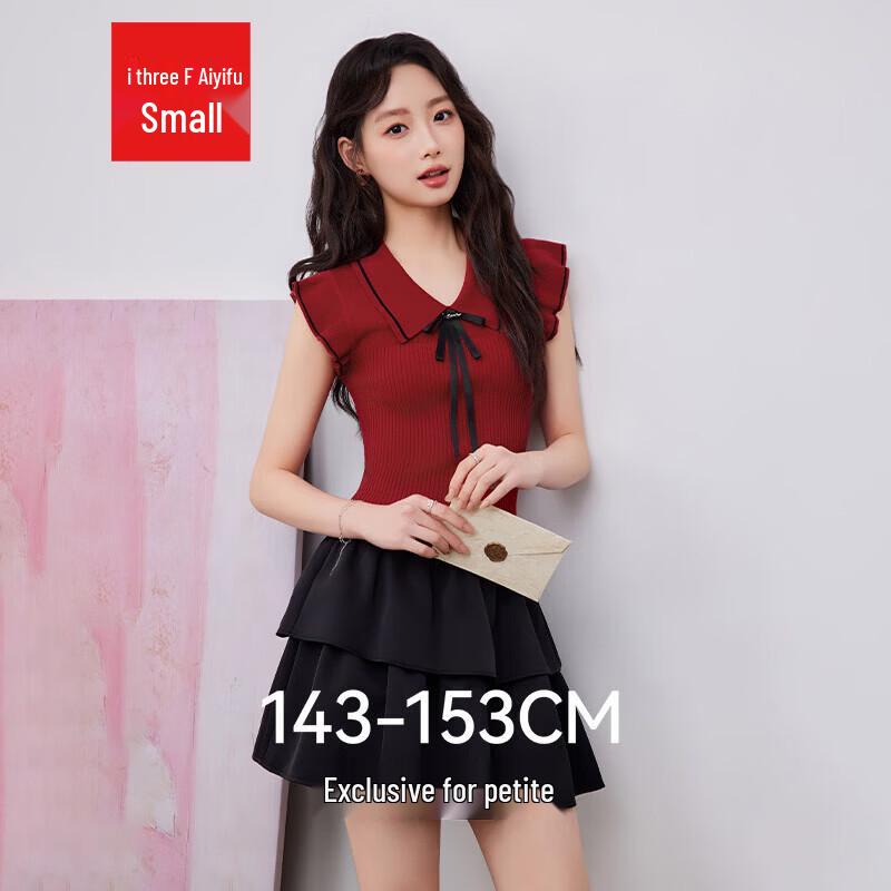 IEF/Aiyifu Petite French Sweet Flutter Sleeve Knitted Top S