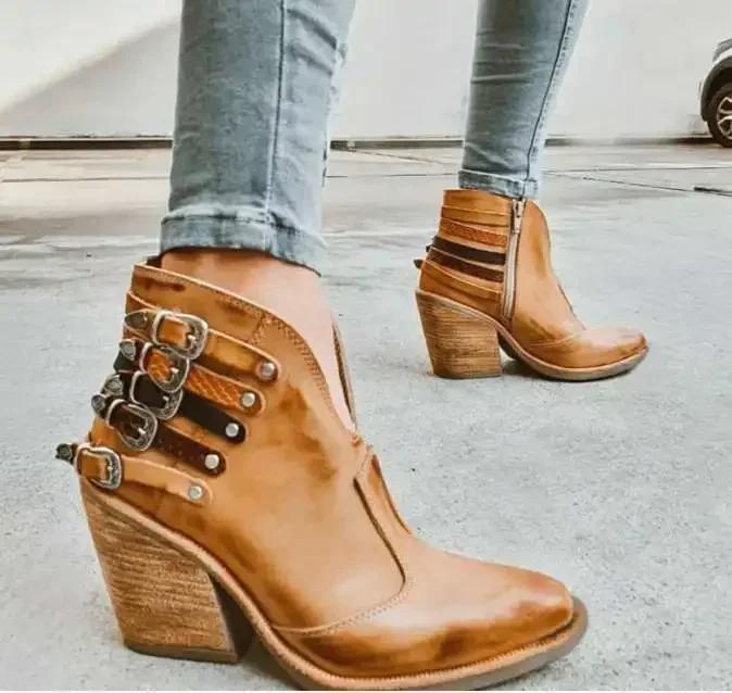 Damenmode Stiefel Damen Wasserdichte Kurze Stiefel High Heels Slip on Unisex Knöchel Winterstiefel Plus Größe 43 Botas Femininas 2024