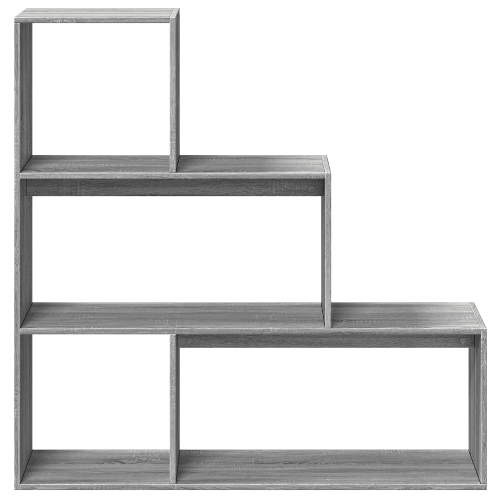 Room Divider Bookshelf 3 Tier Gray Sonoma 123 x 29 x 123 cm