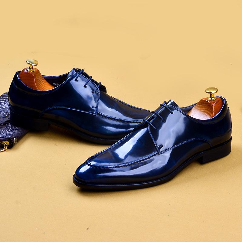 [Durante el evento] Zapatos de hombre de negocios Zapatos casuales de vestir Cuero británico Charol Pulido Transpirable Puntiagudo Zapatos de boda de cuero