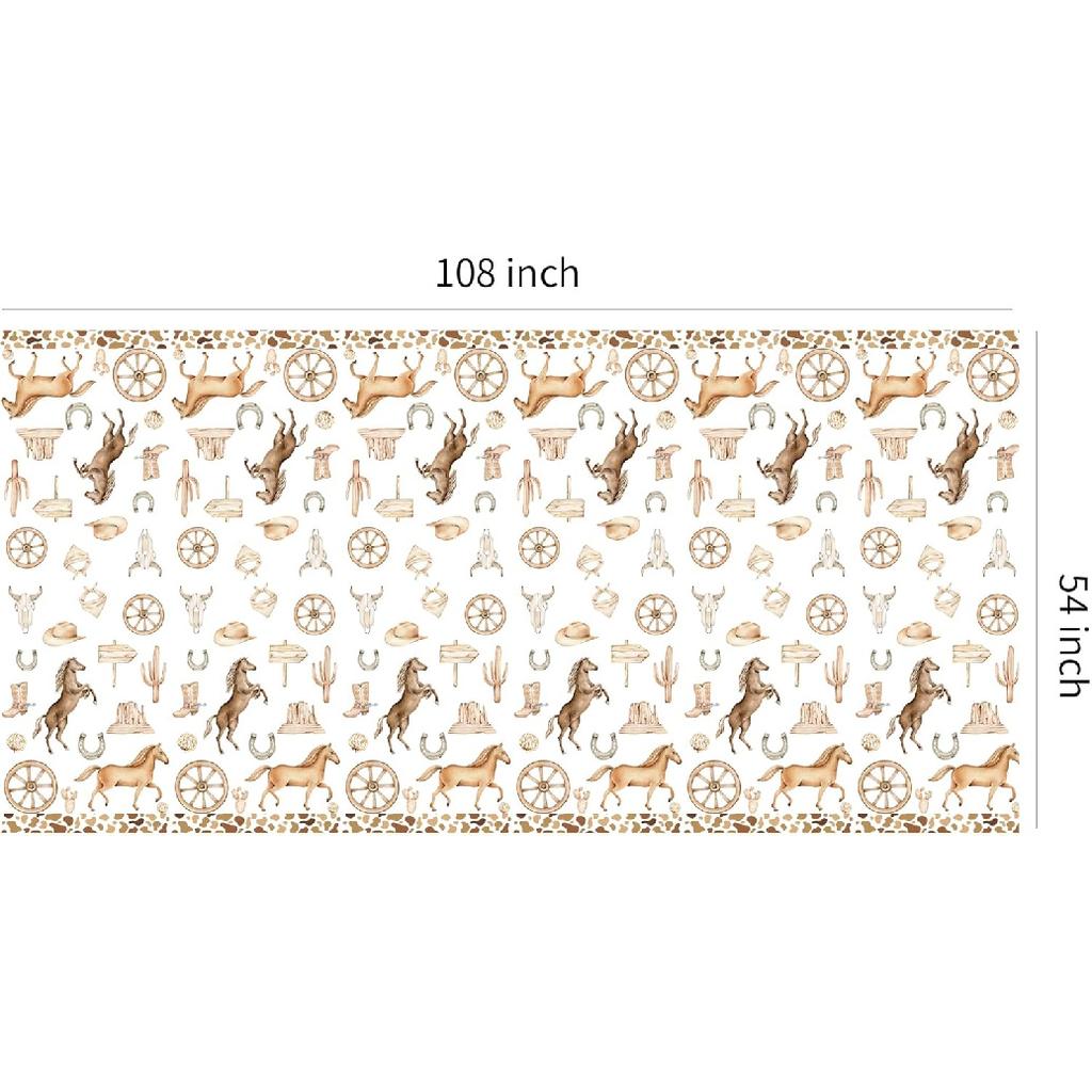 APOWBLS Western Cowboy Party Decorations Tablecloth - Disposable Wild West Cowboy Birthday Party Supplies Table Cover, Western Rodeo Cowboy Birthday