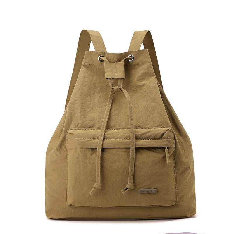 Fashion Versatile Casual Simple Small Fresh College Student Backpack Large Capacity Ultra Light Drawstring Women's Bag