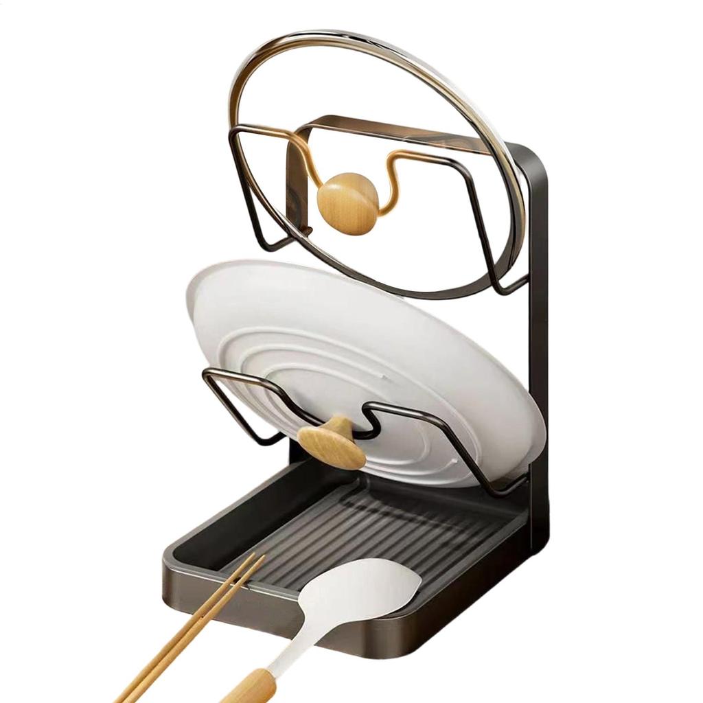 Pot Lid Organizer Space Saving Anti-Slip Kitchen Stand Kitchen Lid Rack for Pot Pan for Ladle Spatula Spoon Plate Dish Cabinet